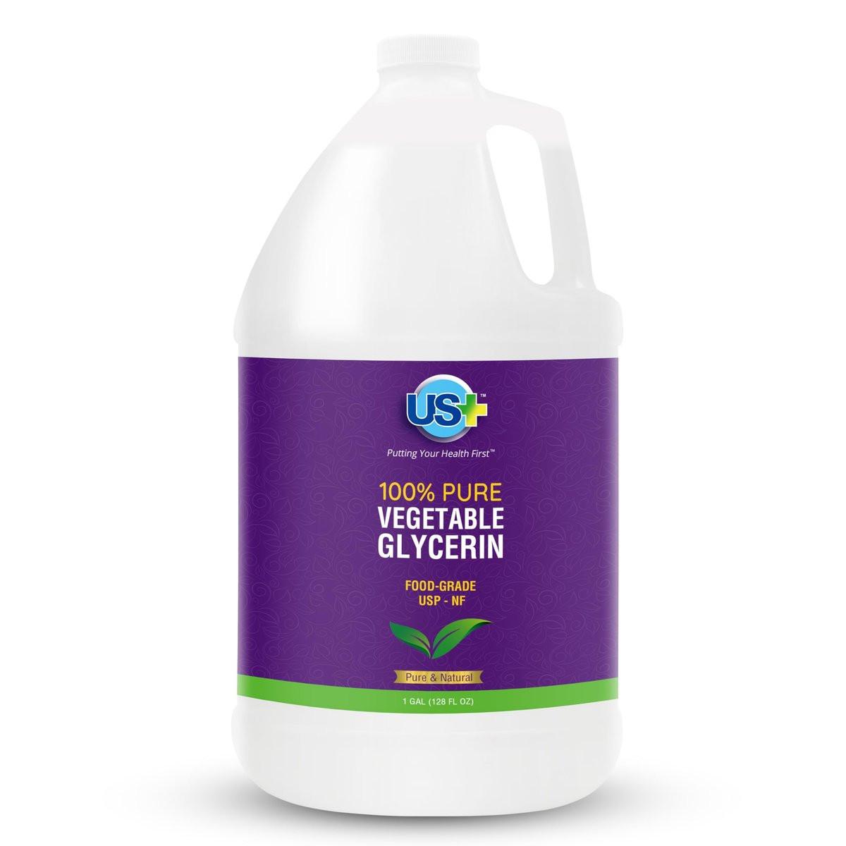 US+ 100% Reines pflanzliches Glycerin – Pharma- und Lebensmittelqualität (USP) – Premium All-Natural Feuchtigkeitsspender & Reiniger – Für Haut, Haare, Seifen und mehr (1 Gallone)