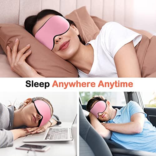 INNELO Schlafmaske für Seitenschläfer, 100% Lichtblockierende 3D-Konturierte Augenmaske mit Memory-Schaum, Kein Druck auf den Augen, Schlafbrille für Reisen, Nickerchen, Yoga, Rosa