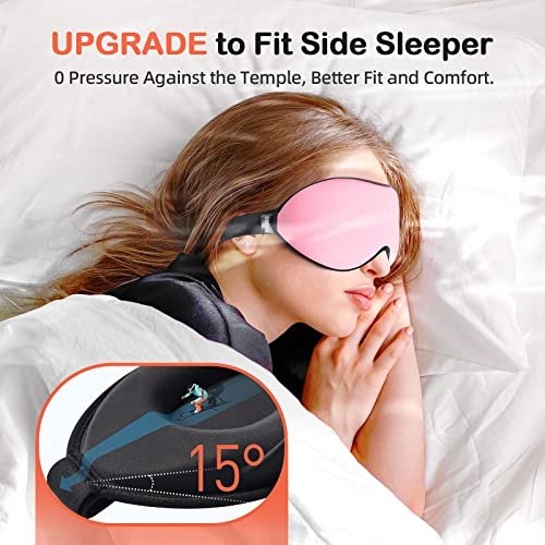 INNELO Schlafmaske für Seitenschläfer, 100% Lichtblockierende 3D-Konturierte Augenmaske mit Memory-Schaum, Kein Druck auf den Augen, Schlafbrille für Reisen, Nickerchen, Yoga, Rosa