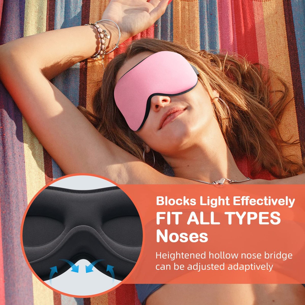 INNELO Schlafmaske für Seitenschläfer, 100% Lichtblockierende 3D-Konturierte Augenmaske mit Memory-Schaum, Kein Druck auf den Augen, Schlafbrille für Reisen, Nickerchen, Yoga, Rosa