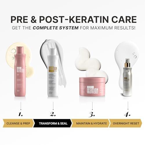 FASHION GOLD Keratin-Haarbehandlung, 6 Anwendungen pro Flasche, Keratin zum Glätten der Haare, Brasilianisches Glätten ohne Formaldehyd, Nanoplastie, 300 g