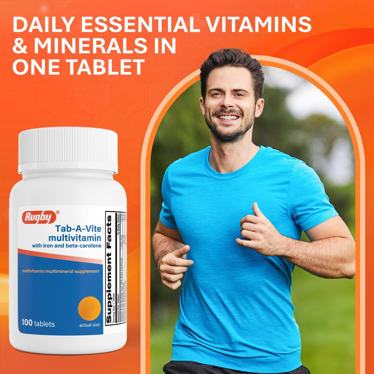 Rugby Tab-A-Vite Multivitamin mit Eisen und Beta-Carotin - Tägliches Multivitamin für Erwachsene, unterstützt die allgemeine Gesundheit, Multimineral-Ergänzung - 100 Tabletten