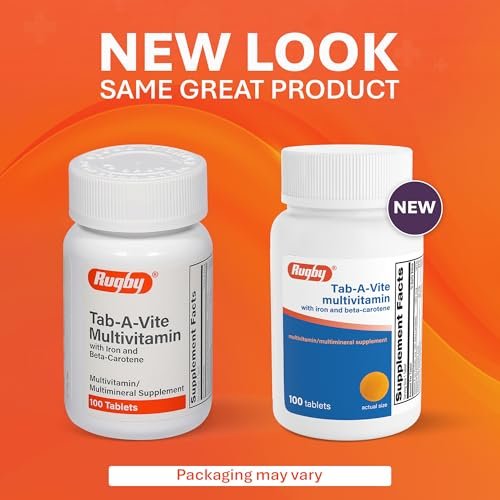 Rugby Tab-A-Vite Multivitamin mit Eisen und Beta-Carotin - Tägliches Multivitamin für Erwachsene, unterstützt die allgemeine Gesundheit, Multimineral-Ergänzung - 100 Tabletten