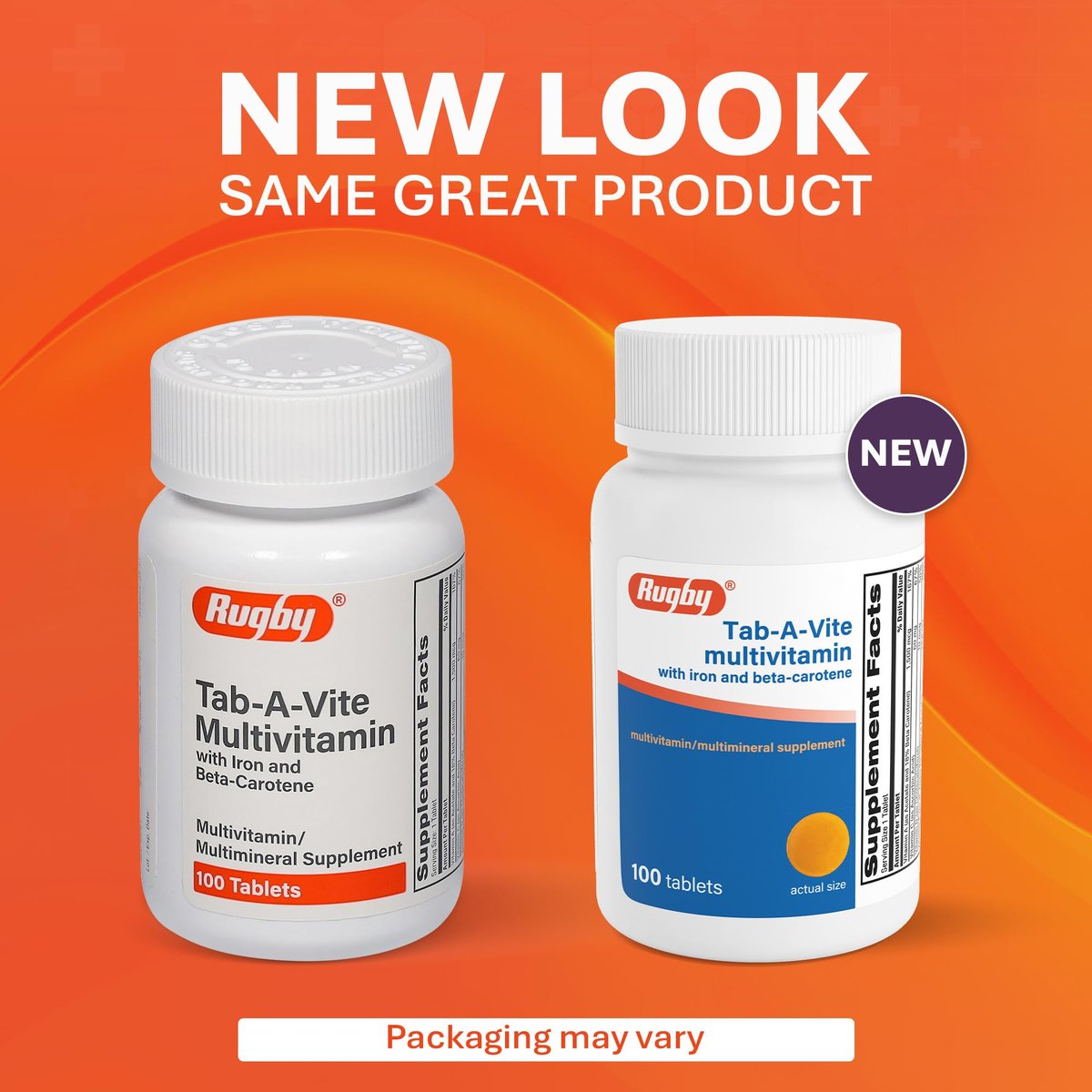 Rugby Tab-A-Vite Multivitamin mit Eisen und Beta-Carotin - Tägliches Multivitamin für Erwachsene, unterstützt die allgemeine Gesundheit, Multimineral-Ergänzung - 100 Tabletten