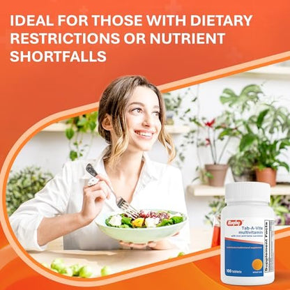 Rugby Tab-A-Vite Multivitamin mit Eisen und Beta-Carotin - Tägliches Multivitamin für Erwachsene, unterstützt die allgemeine Gesundheit, Multimineral-Ergänzung - 100 Tabletten