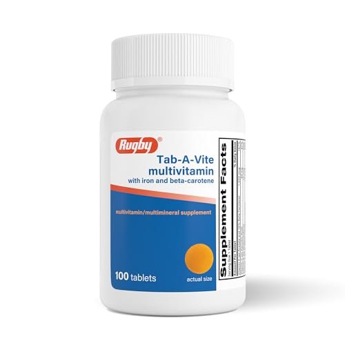 Rugby Tab-A-Vite Multivitamin mit Eisen und Beta-Carotin - Tägliches Multivitamin für Erwachsene, unterstützt die allgemeine Gesundheit, Multimineral-Ergänzung - 100 Tabletten