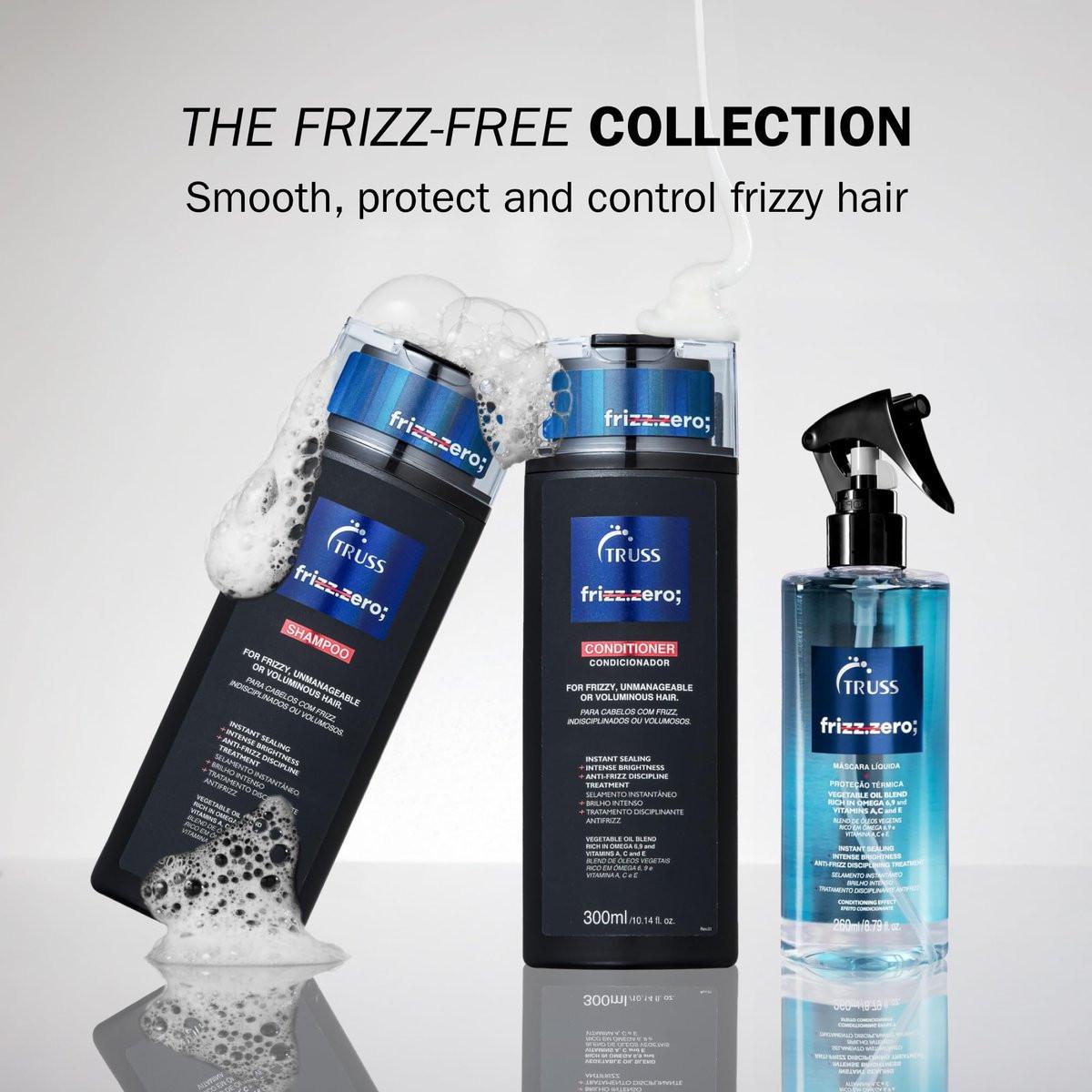Truss Frizz Zero Conditioner – Anti-Frizz & Anti-Humidity Pflegespülung für krauses Haar, verleiht Volumen und Glanz, 300 ml