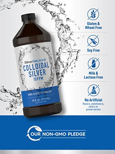 Carlyle Kolloidales Silber Liquid | 10 PPM | 16 fl. oz (473 ml) | Mit Nano-Silber-Technologie | Vegetarisches, Nicht-GVO, Glutenfreies Nahrungsergänzungsmittel