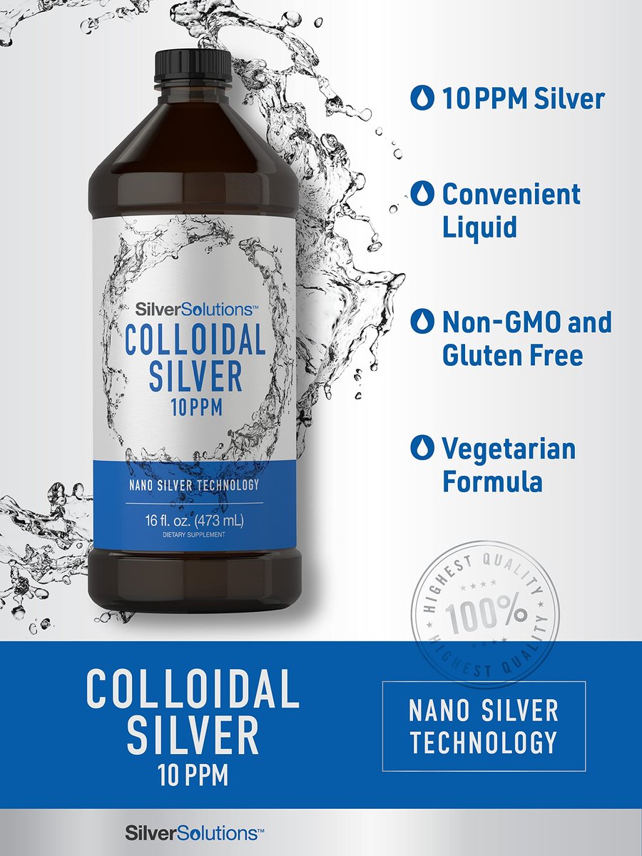 Carlyle Kolloidales Silber Liquid | 10 PPM | 16 fl. oz (473 ml) | Mit Nano-Silber-Technologie | Vegetarisches, Nicht-GVO, Glutenfreies Nahrungsergänzungsmittel