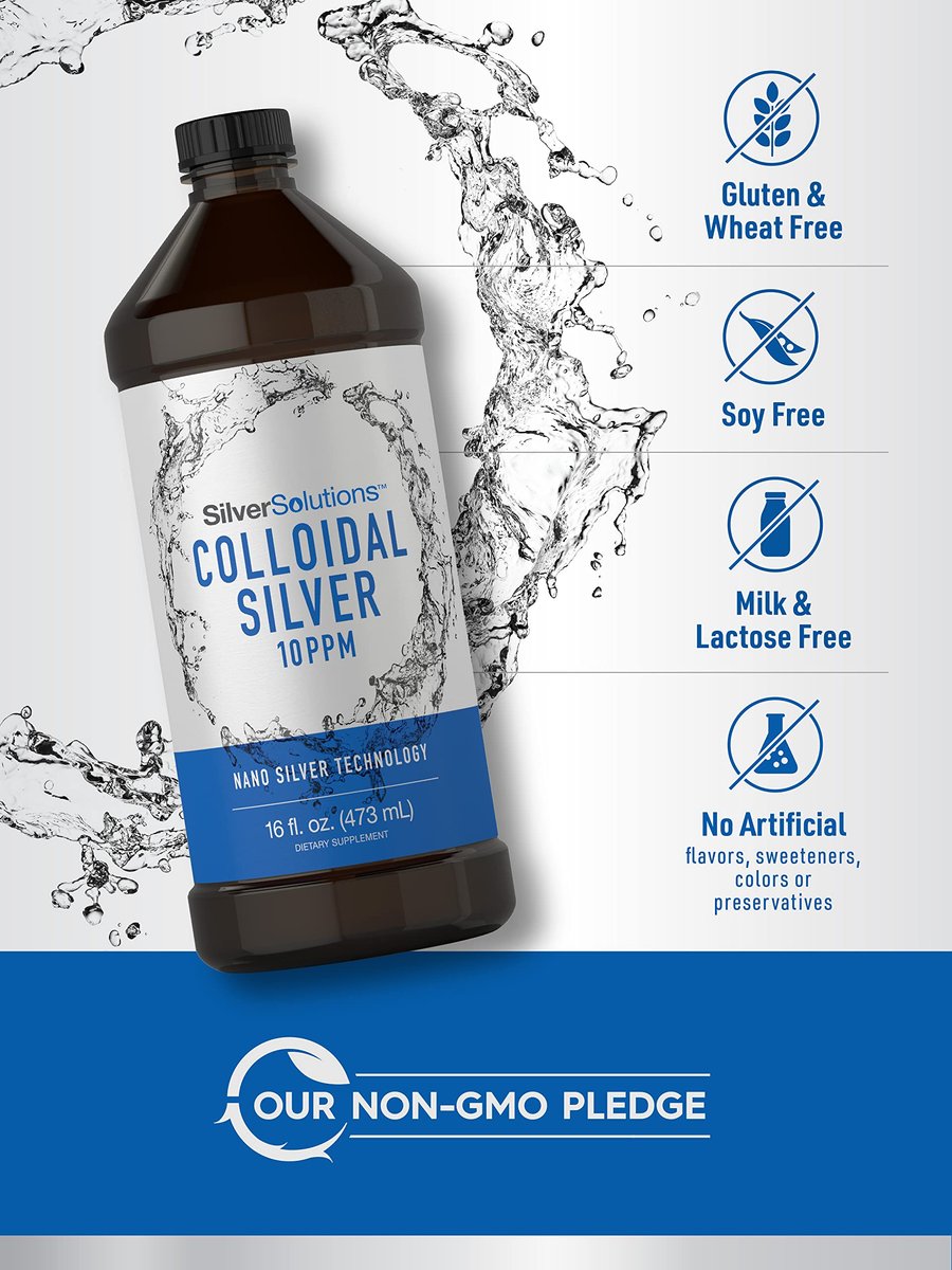 Carlyle Kolloidales Silber Liquid | 10 PPM | 16 fl. oz (473 ml) | Mit Nano-Silber-Technologie | Vegetarisches, Nicht-GVO, Glutenfreies Nahrungsergänzungsmittel