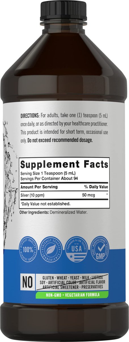 Carlyle Kolloidales Silber Liquid | 10 PPM | 16 fl. oz (473 ml) | Mit Nano-Silber-Technologie | Vegetarisches, Nicht-GVO, Glutenfreies Nahrungsergänzungsmittel