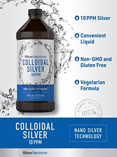 Carlyle Kolloidales Silber Liquid | 10 PPM | 16 fl. oz (473 ml) | Mit Nano-Silber-Technologie | Vegetarisches, Nicht-GVO, Glutenfreies Nahrungsergänzungsmittel