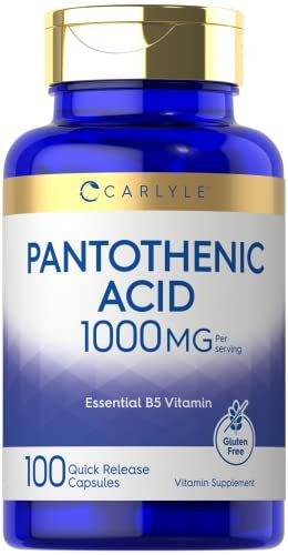 Carlyle Pantothensäure Vitamin B5 | 1000 mg | 100 Kapseln | Nicht-GVO, glutenfrei