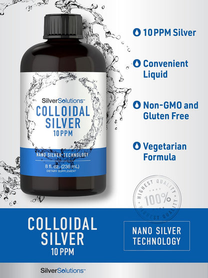 Carlyle Kolloidales Silber | 10 PPM | 236 ml | Nanosilber-Technologie | Vegan, Nicht-GVO & Glutenfrei