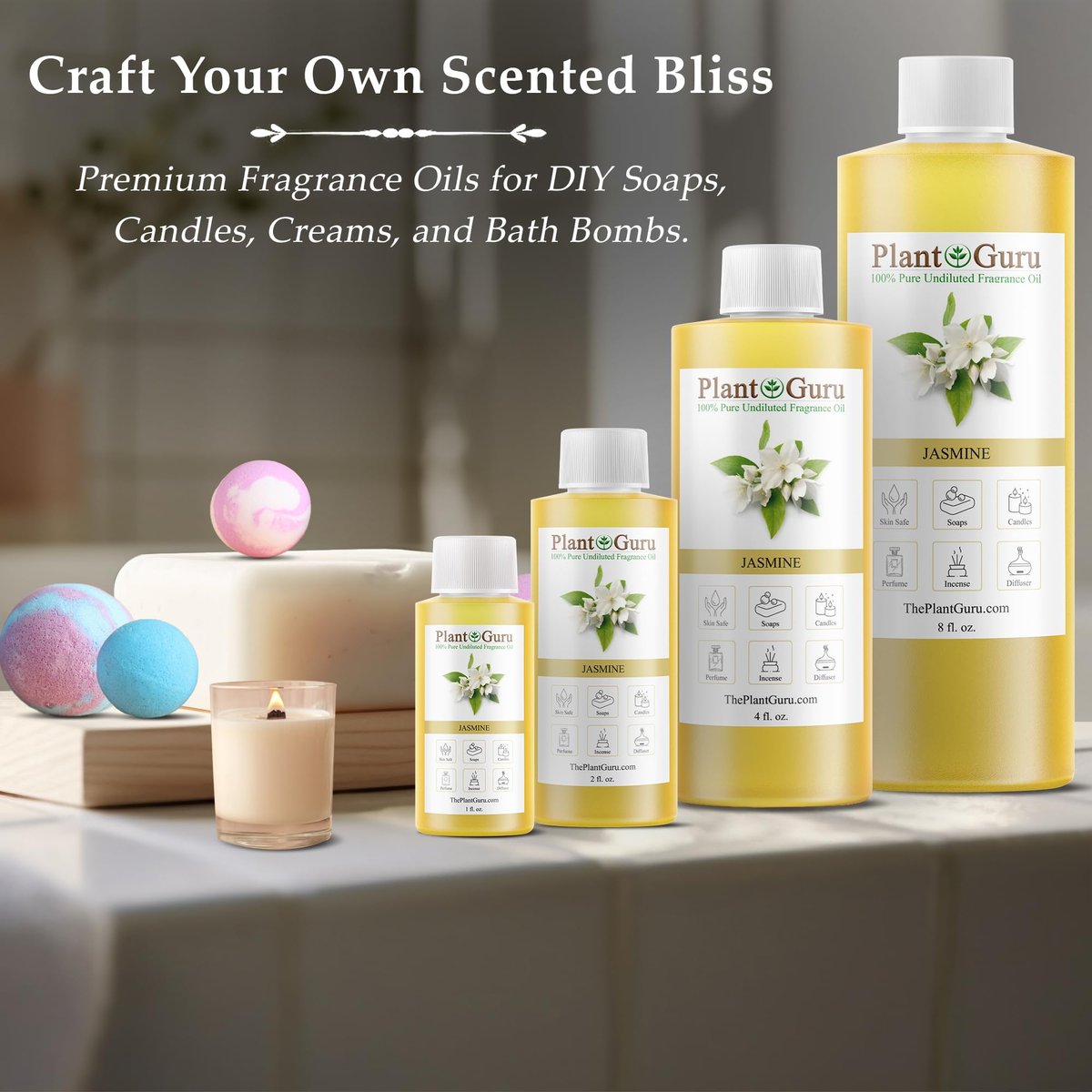 Jasmin Duftöl 118 ml – Natürliches Parfümöl für Seifen, Kerzen, Badebomben & Körperbutter – Ideal für Aromatherapie-Diffuser und Duftlampen
