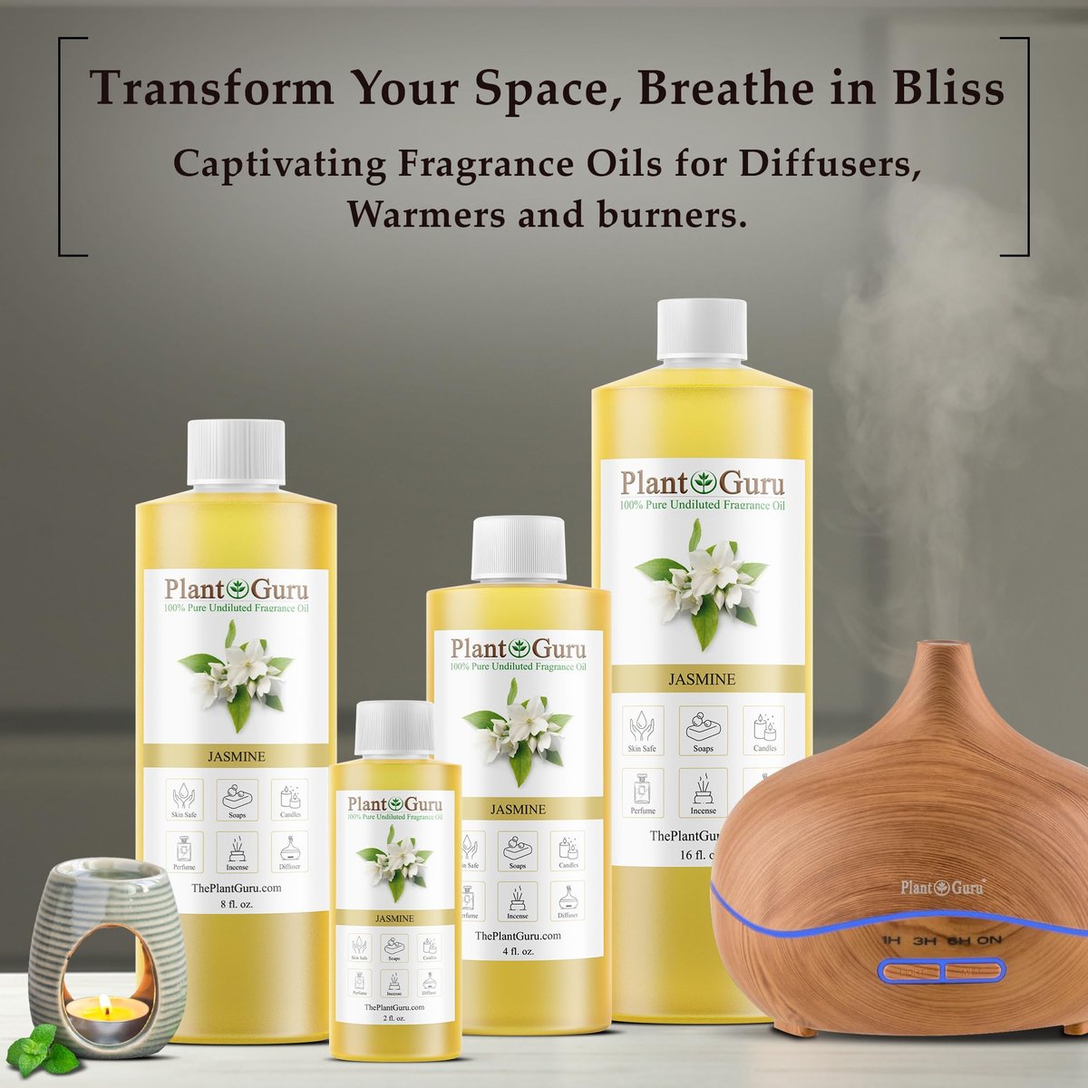 Jasmin Duftöl 118 ml – Natürliches Parfümöl für Seifen, Kerzen, Badebomben & Körperbutter – Ideal für Aromatherapie-Diffuser und Duftlampen
