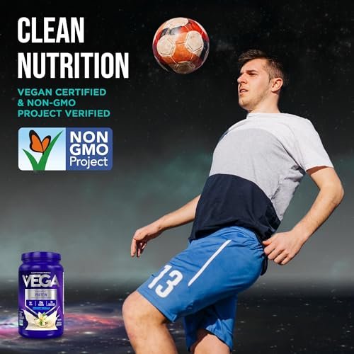 Vega Essential Protein – 25g pflanzliches Proteinpulver, cremige Vanille, vegan für einen milchfreien Vanille-Shake – Große Dose, 920 g (20 Portionen)