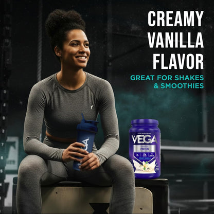 Vega Essential Protein – 25g pflanzliches Proteinpulver, cremige Vanille, vegan für einen milchfreien Vanille-Shake – Große Dose, 920 g (20 Portionen)