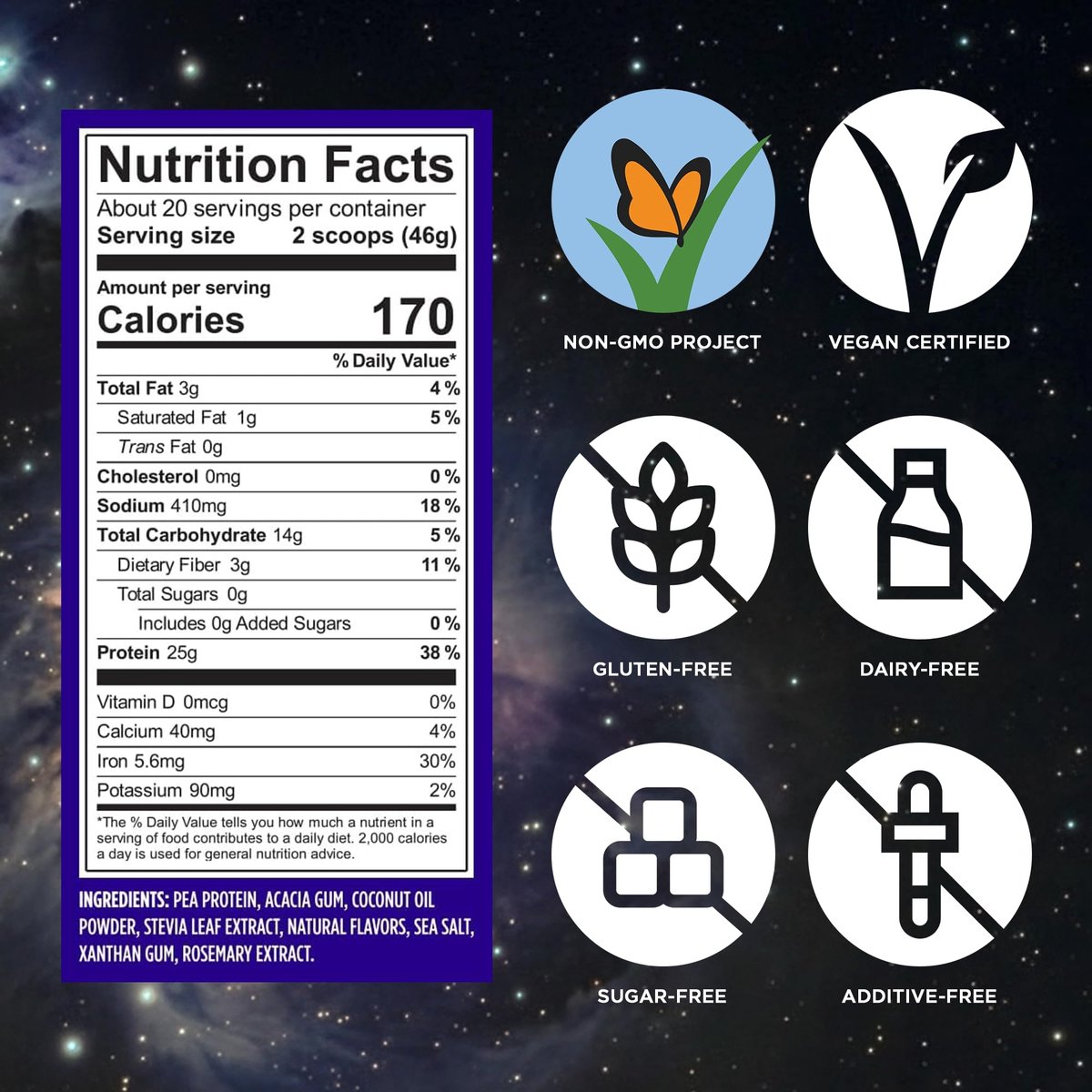 Vega Essential Protein – 25g pflanzliches Proteinpulver, cremige Vanille, vegan für einen milchfreien Vanille-Shake – Große Dose, 920 g (20 Portionen)