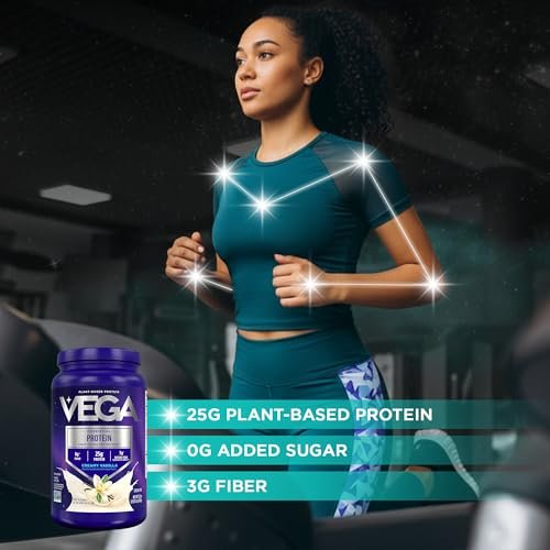 Vega Essential Protein – 25g pflanzliches Proteinpulver, cremige Vanille, vegan für einen milchfreien Vanille-Shake – Große Dose, 920 g (20 Portionen)