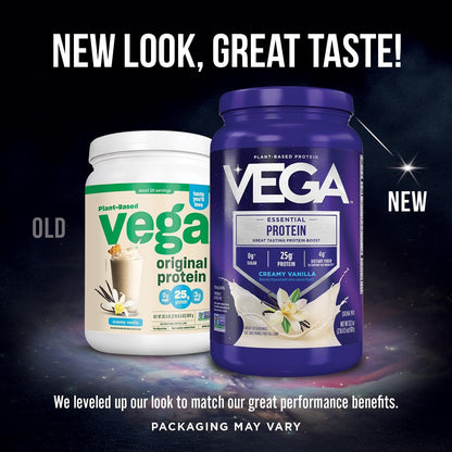 Vega Essential Protein – 25g veganes Proteinpulver, Reichhaltige Schokolade für einen proteinreichen, zuckerfreien Shake – Große Dose, 32,5 Unzen (20 Portionen)