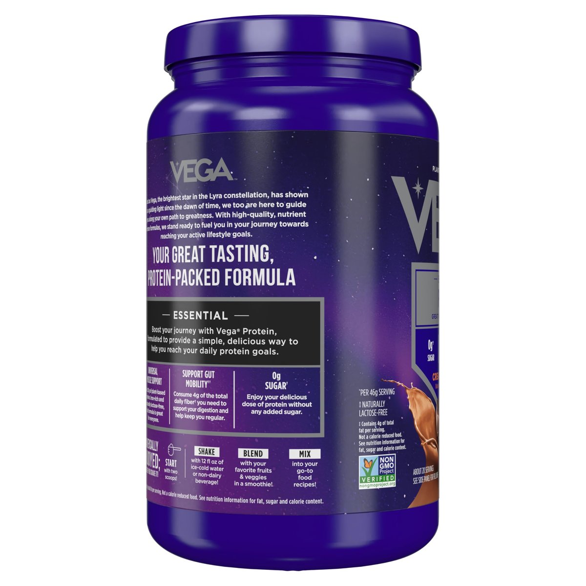Vega Essential Protein – 25g veganes Proteinpulver, Reichhaltige Schokolade für einen proteinreichen, zuckerfreien Shake – Große Dose, 32,5 Unzen (20 Portionen)