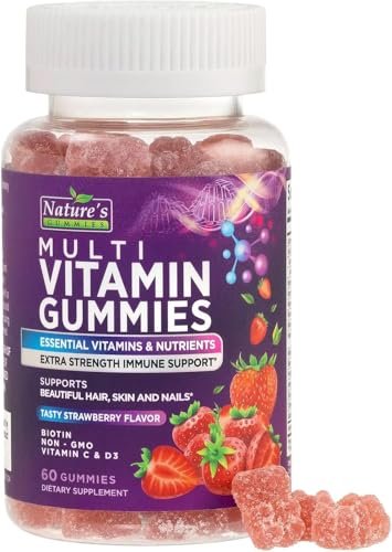 Multivitamin Gummies für Erwachsene - Komplettes Multivitamin Gummy für Frauen & Männer - Essentielle Vitamine & Mineralien mit Vitamin A, C, D, E & hochdosiertem B12 - Vegetarische Multivitamin Gummies - 60 Gummibärchen