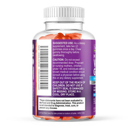 Multivitamin Gummies für Erwachsene - Komplettes Multivitamin Gummy für Frauen & Männer - Essentielle Vitamine & Mineralien mit Vitamin A, C, D, E & hochdosiertem B12 - Vegetarische Multivitamin Gummies - 60 Gummibärchen