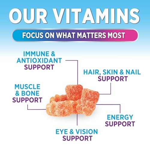 Multivitamin Gummies für Erwachsene - Komplettes Multivitamin Gummy für Frauen & Männer - Essentielle Vitamine & Mineralien mit Vitamin A, C, D, E & hochdosiertem B12 - Vegetarische Multivitamin Gummies - 60 Gummibärchen