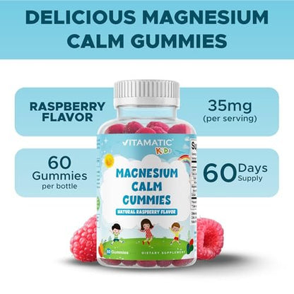 Vitamatic Kinder Magnesium Gummis – 60 vegane Stücke – Förderung von Muskeln, Knochen und Energie