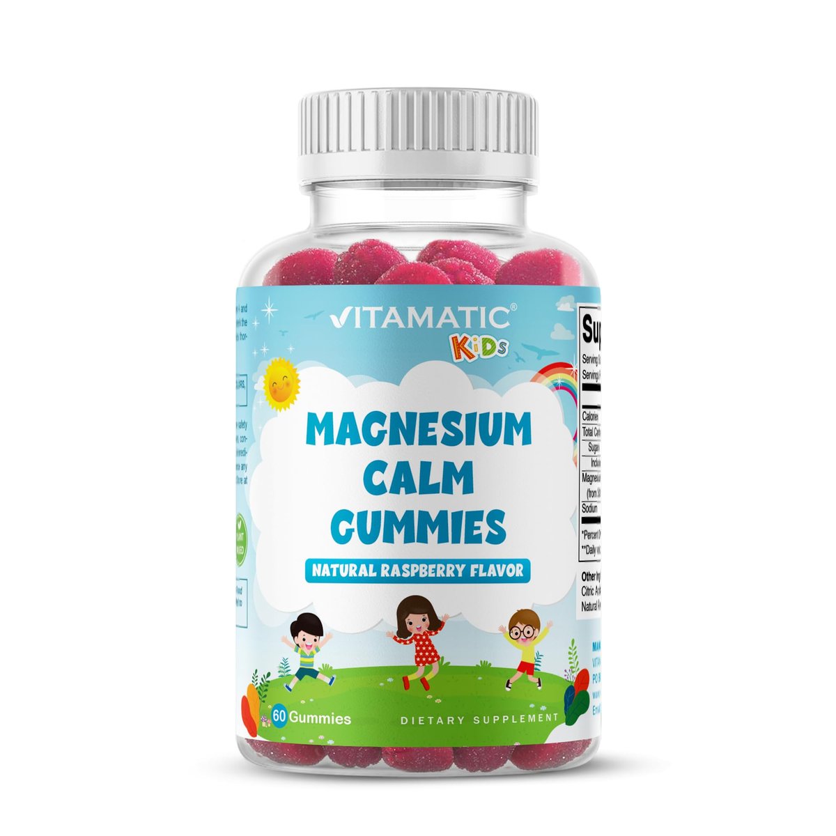 Vitamatic Kinder Magnesium Gummis – 60 vegane Stücke – Förderung von Muskeln, Knochen und Energie
