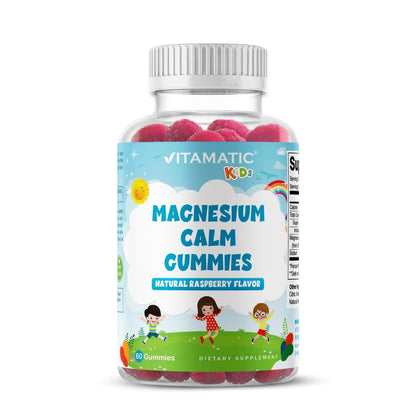 Vitamatic Kinder Magnesium Gummis – 60 vegane Stücke – Förderung von Muskeln, Knochen und Energie