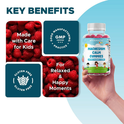 Vitamatic Kinder Magnesium Gummis – 60 vegane Stücke – Förderung von Muskeln, Knochen und Energie