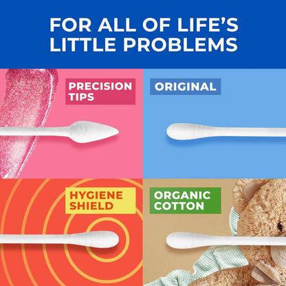 Q-tips Wattestäbchen aus Bio-Baumwolle – 400 Stück (4er-Pack) insgesamt 1600 Wattestäbchen