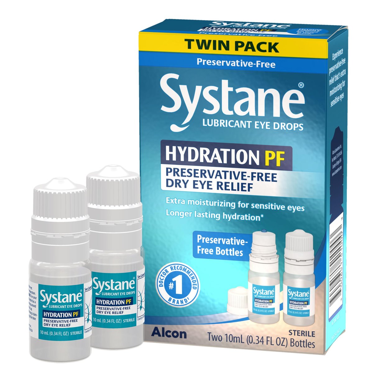Systane Hydration Multi-Dose Konservierungsmittelfreie Augentropfen bei Trockenen Augen, 0,34 fl oz, Doppelpack (2er-Pack)