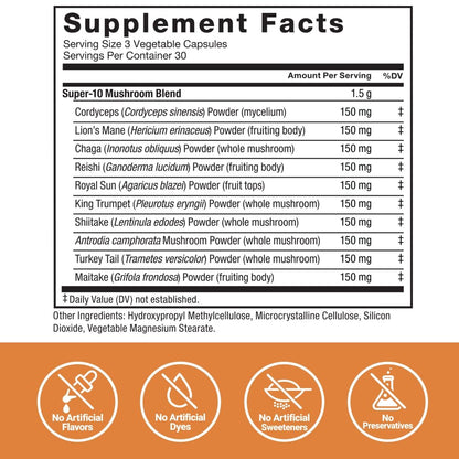 Force Factor Modern Mushrooms Kapseln – Pilz-Supplement mit Löwenmähne, Truthahnschwanz & Cordyceps für Energie, Fokus, Immunsystem & Verdauung, 90 pflanzliche Kapseln