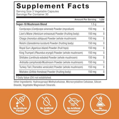 Force Factor Modern Mushrooms Kapseln – Pilz-Supplement mit Löwenmähne, Truthahnschwanz & Cordyceps für Energie, Fokus, Immunsystem & Verdauung, 90 pflanzliche Kapseln