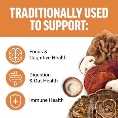 Force Factor Modern Mushrooms Kapseln – Pilz-Supplement mit Löwenmähne, Truthahnschwanz & Cordyceps für Energie, Fokus, Immunsystem & Verdauung, 90 pflanzliche Kapseln