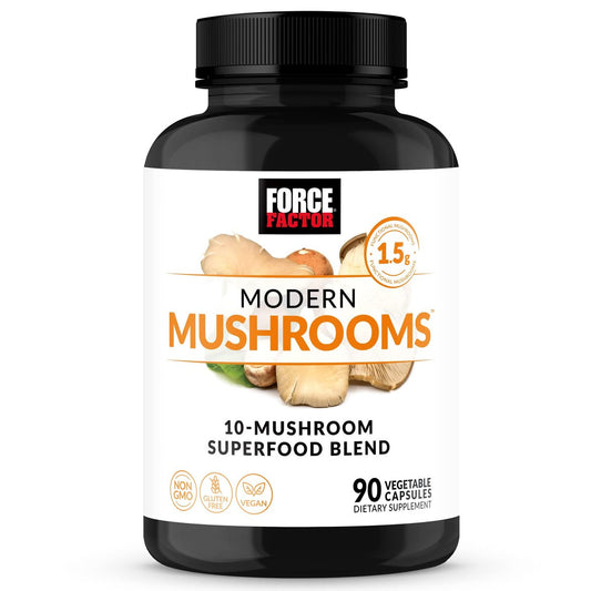 Force Factor Modern Mushrooms Kapseln – Pilz-Supplement mit Löwenmähne, Truthahnschwanz & Cordyceps für Energie, Fokus, Immunsystem & Verdauung, 90 pflanzliche Kapseln