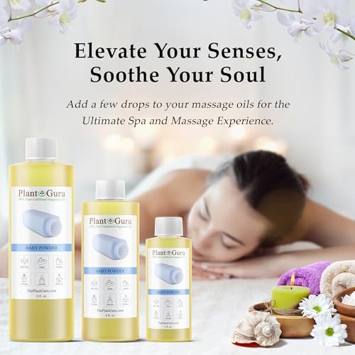 Baby Powder Duftöl 118 ml | Pflanzliches Duftöl für Seifenherstellung, Kerzen, Badebomben, Body Butters | Ideal für Aromatherapie-Diffuser, Duftlampen und -wärmer | Perfekt für Lotionen und Cremes