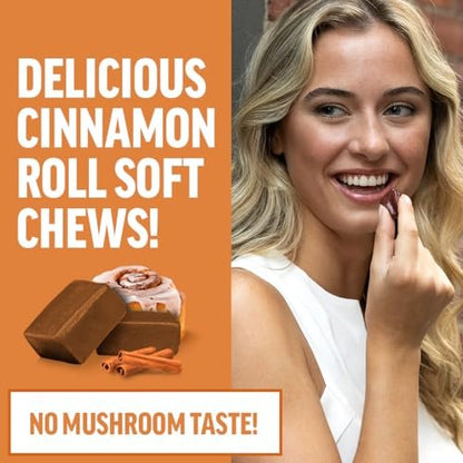 Force Factor Modern Mushrooms Soft Chews – Pilzergänzung mit Löwenmähne, Truthahnschwanz & Cordyceps für Energie, Fokus, Immunität & Verdauung – Zimtschnecken-Geschmack, 60 Soft Chews