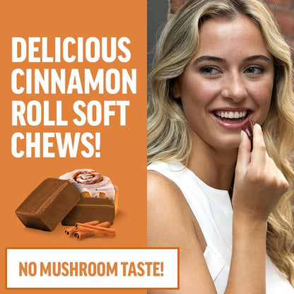Force Factor Modern Mushrooms Soft Chews – Pilzergänzung mit Löwenmähne, Truthahnschwanz & Cordyceps für Energie, Fokus, Immunität & Verdauung – Zimtschnecken-Geschmack, 60 Soft Chews