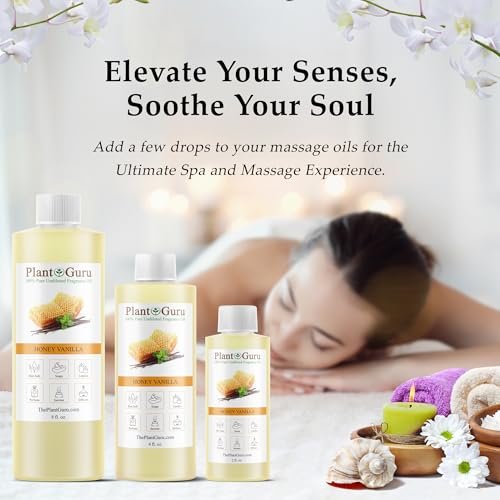 Honig-Vanille Duftöl 118 ml – Parfümöl für DIY Seifenherstellung, Kerzen, Badebomben, Body Butters – Ideal für Aromatherapie-Diffuser, Duftlampen und Duftwärmer – Tolle Ergänzung für Lotionen und Cremes
