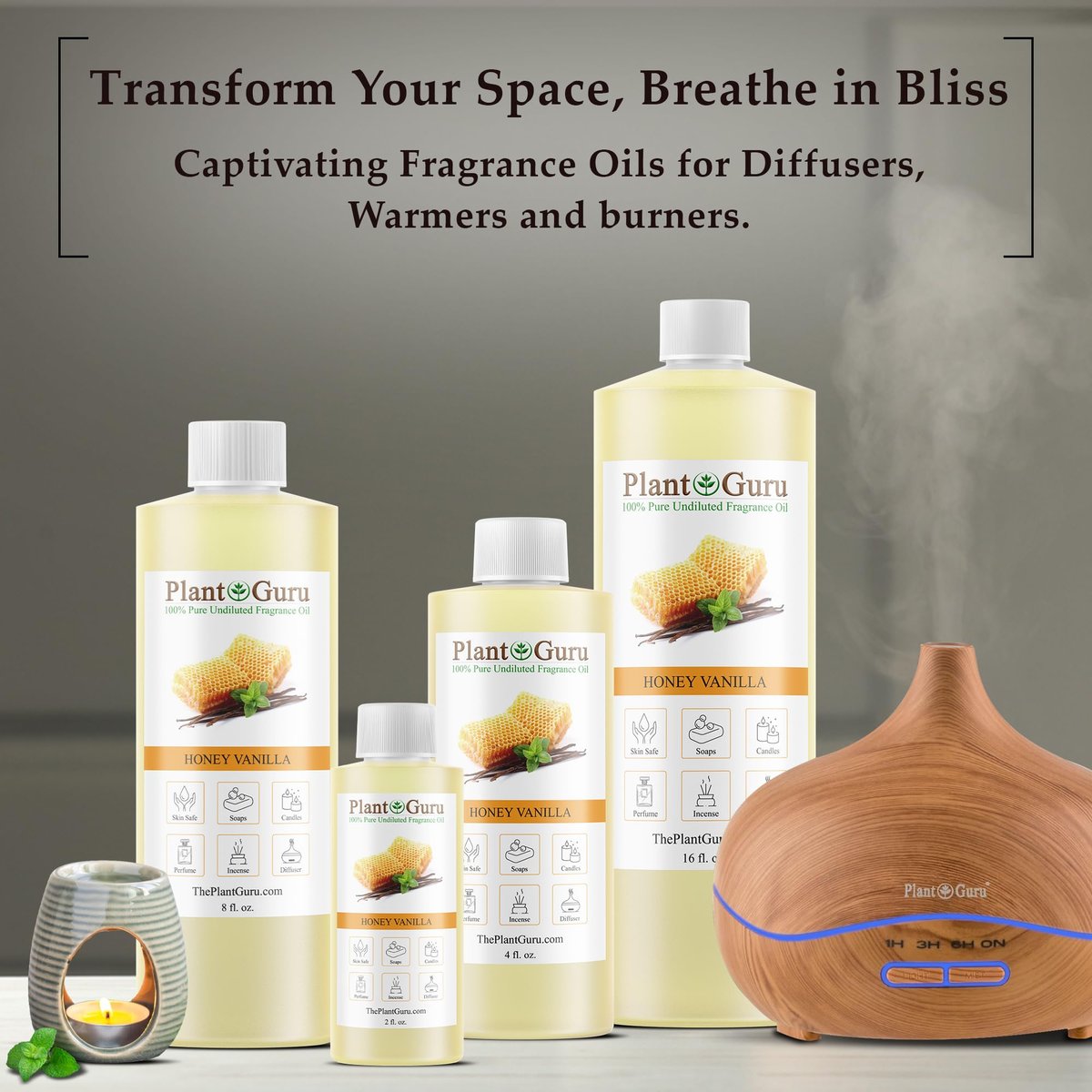 Honig-Vanille Duftöl 118 ml – Parfümöl für DIY Seifenherstellung, Kerzen, Badebomben, Body Butters – Ideal für Aromatherapie-Diffuser, Duftlampen und Duftwärmer – Tolle Ergänzung für Lotionen und Cremes