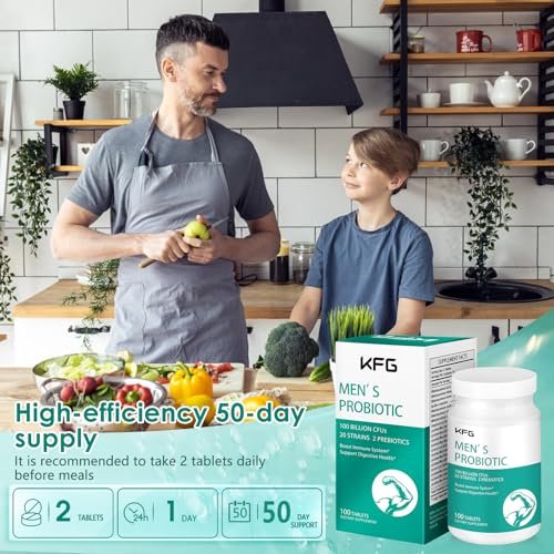 KFG Probiotikum 100 Milliarden KBE, 20 Stämme, 2 Präbiotika und Verdauungsenzyme, Unterstützt Verdauung, Immunsystem, Darmgesundheit und Stoffwechsel, Non-GMO, Gluten- & Sojafrei, 100 Tabletten