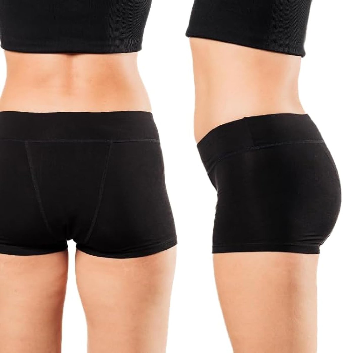 Bambody Absorbierende Boxer: Damen Periodenunterwäsche für Tag- und Nachtschutz - 1er-Pack: Schwarz - Größe 8