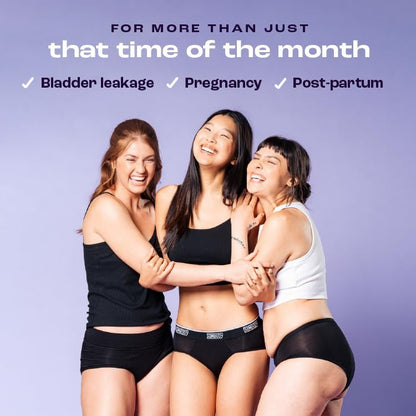 Bambody Absorbierende Boxer: Damen Periodenunterwäsche für Tag- und Nachtschutz - 1er-Pack: Schwarz - Größe 8
