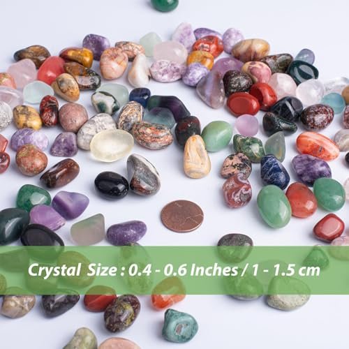 Polymineralischer Heilstein-Set, 18 Sorten - 72 Stücke, 0,5 Zoll 280 g handverlesene Tumbled Steine für Heilung, Reiki, Meditation, Basteln, Wohnkultur