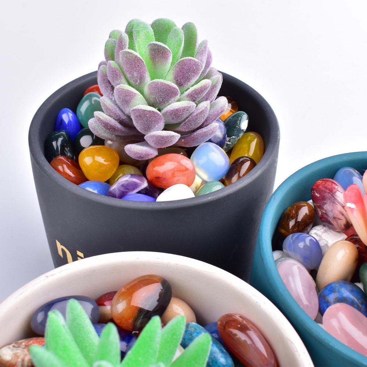 Polymineralischer Heilstein-Set, 18 Sorten - 72 Stücke, 0,5 Zoll 280 g handverlesene Tumbled Steine für Heilung, Reiki, Meditation, Basteln, Wohnkultur