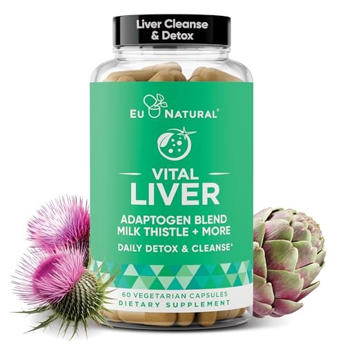 Vital Liver Cleanse Detox & Repair – 9-in-1 Leberunterstützung mit Mariendistel, Artischocke, Kurkuma und Adaptogenen – 60 vegane Kapseln
